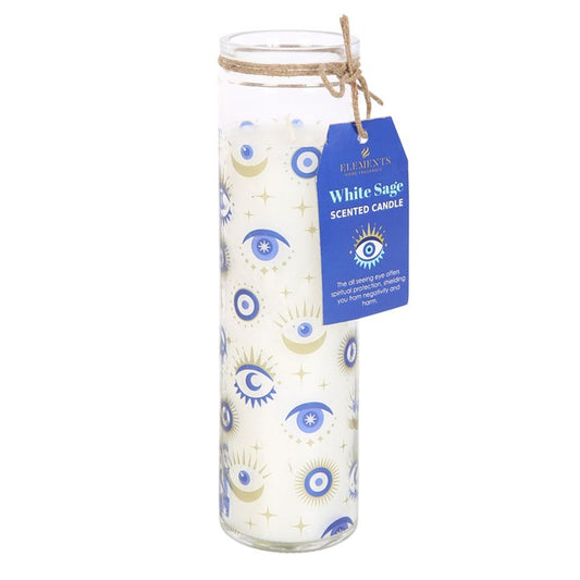 🕯️ All Seeing Eye 7 Day Prayer Candle – White Sage Scent | Spiritual Protection & Cleansing Candle 🌿