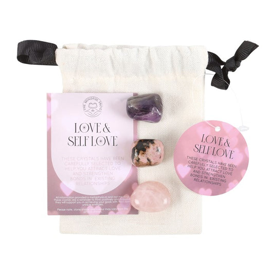 💖 Love & Self-Love Healing Crystal Set – Rose Quartz, Amethyst & Rhodonite 💎