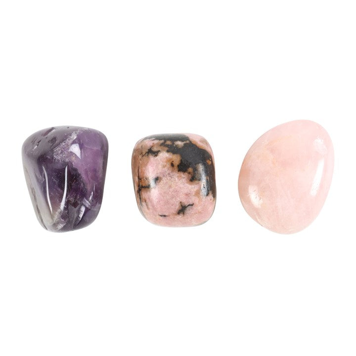 💖 Love & Self-Love Healing Crystal Set – Rose Quartz, Amethyst & Rhodonite 💎