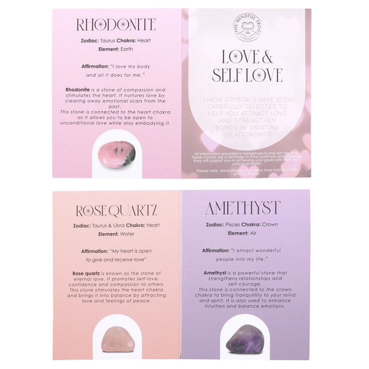 💖 Love & Self-Love Healing Crystal Set – Rose Quartz, Amethyst & Rhodonite 💎