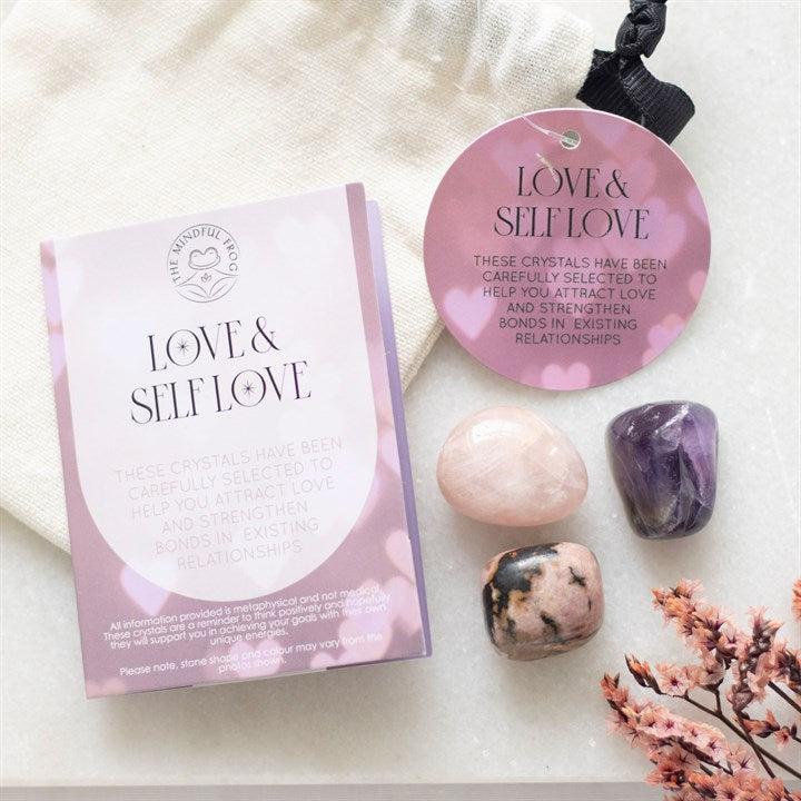💖 Love & Self-Love Healing Crystal Set – Rose Quartz, Amethyst & Rhodonite 💎