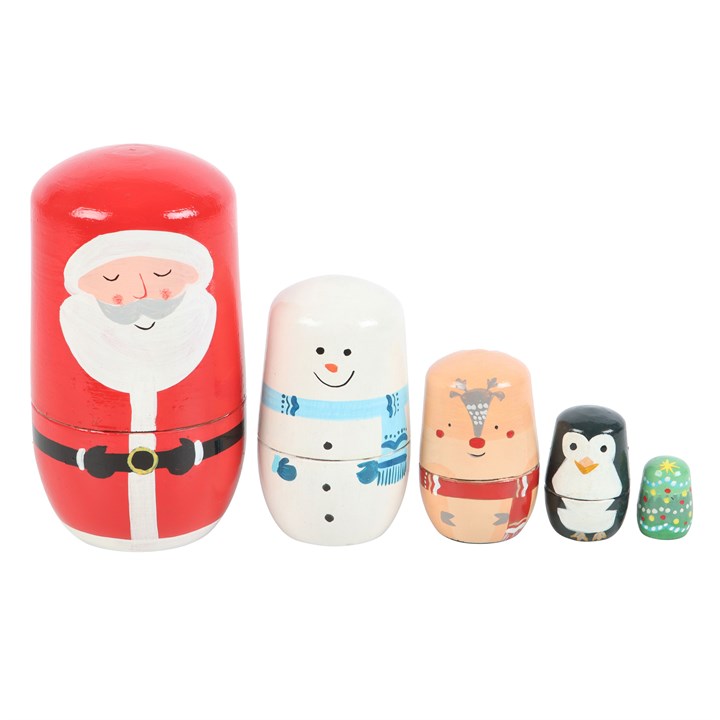 🎄 Christmas Russian Nesting Doll Set – Handpainted Holiday Decor 🎅❄️