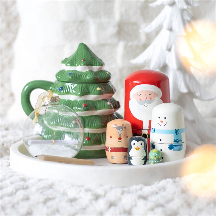 🎄 Christmas Russian Nesting Doll Set – Handpainted Holiday Decor 🎅❄️