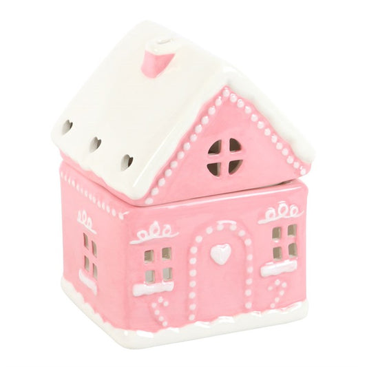 🏠✨ Pink Gingerbread House Ceramic Oil Burner 🍬🎄