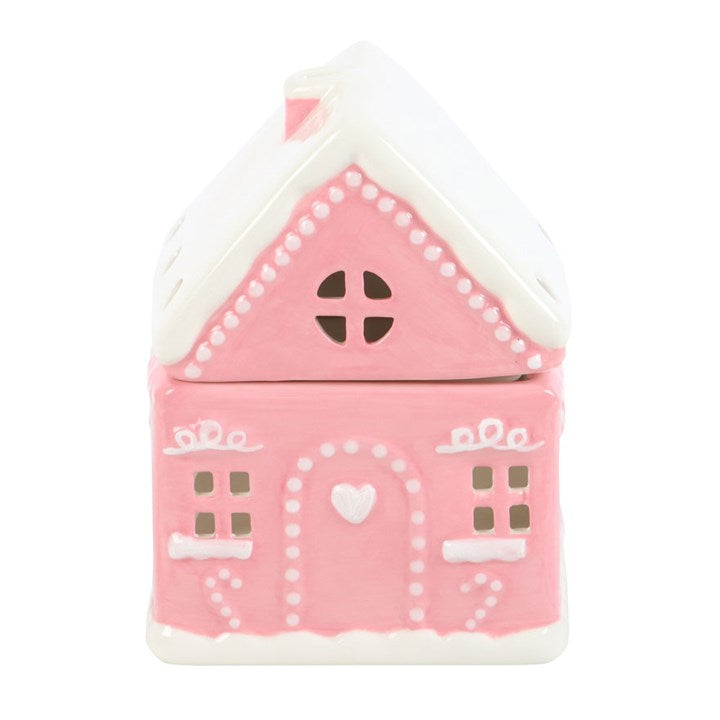 🏠✨ Pink Gingerbread House Ceramic Oil Burner 🍬🎄