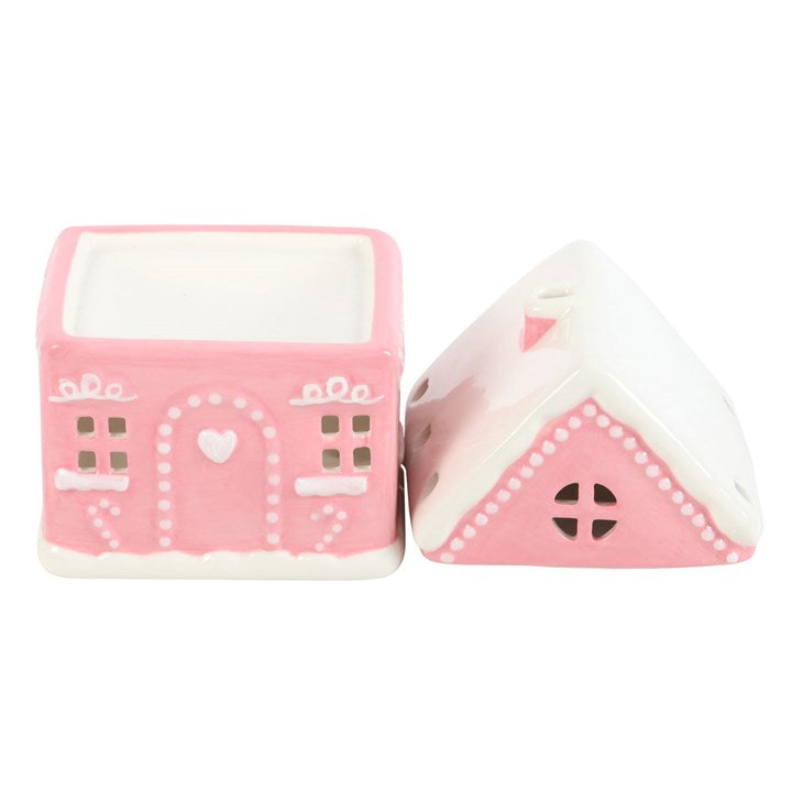 🏠✨ Pink Gingerbread House Ceramic Oil Burner 🍬🎄