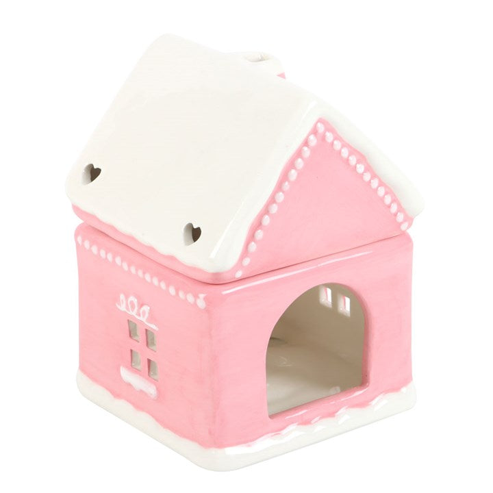 🏠✨ Pink Gingerbread House Ceramic Oil Burner 🍬🎄