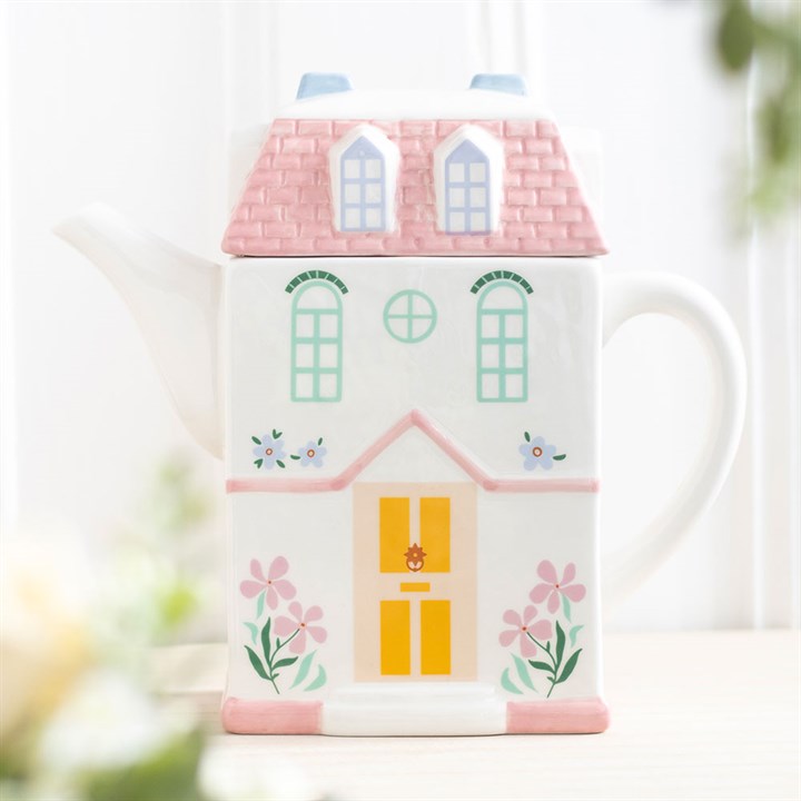 Théière en forme de maison pastel