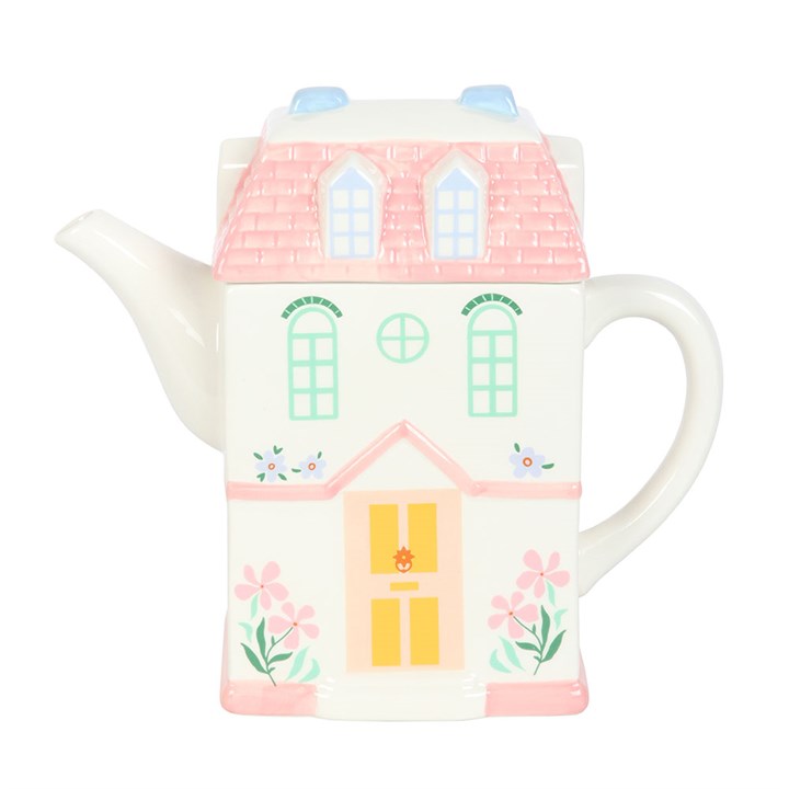 Théière en forme de maison pastel