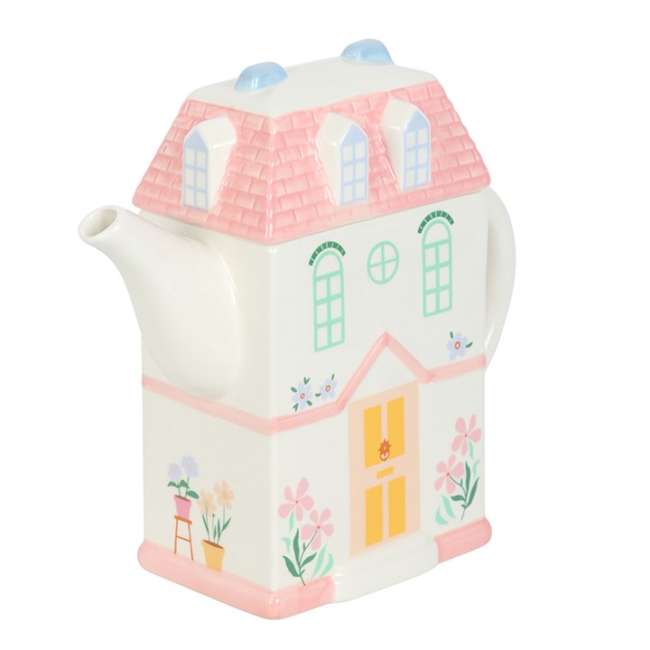 Théière en forme de maison pastel