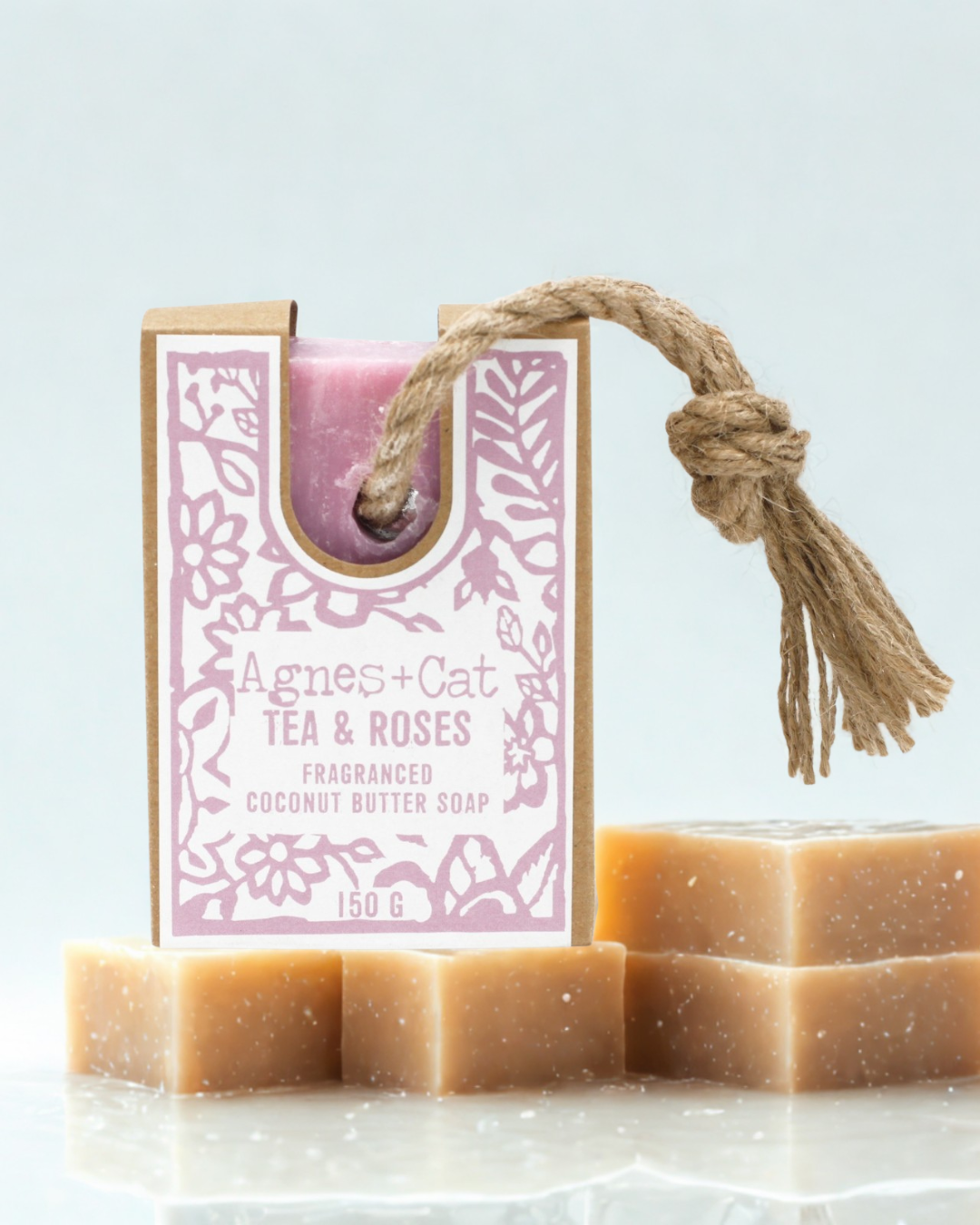 🌹 Tea & Roses Soap On A Rope – Handmade Floral Luxury Bar 150g 🍃