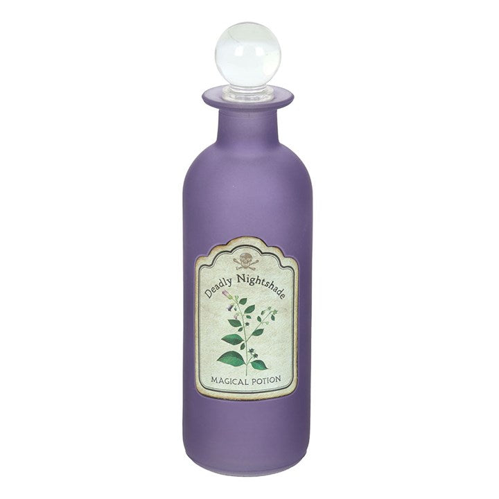 Botella de poción de vidrio decorativa de belladona – Decoración gótica para el hogar de Halloween