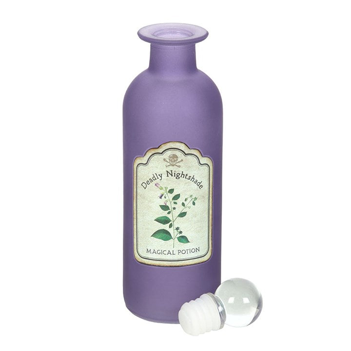 Botella de poción de vidrio decorativa de belladona – Decoración gótica para el hogar de Halloween