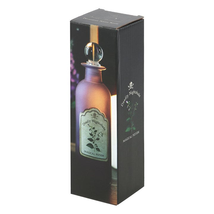 Botella de poción de vidrio decorativa de belladona – Decoración gótica para el hogar de Halloween