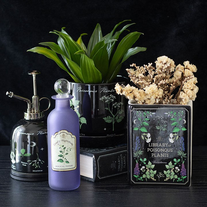 Botella de poción de vidrio decorativa de belladona – Decoración gótica para el hogar de Halloween