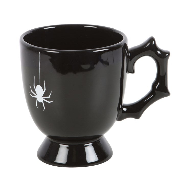 Tasse à thé gothique « Black Spider » – Anse épineuse 400 ml, tasse à thé élégante et sombre