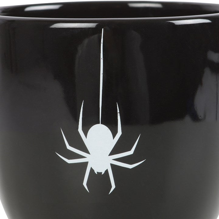 Tasse à thé gothique « Black Spider » – Anse épineuse 400 ml, tasse à thé élégante et sombre