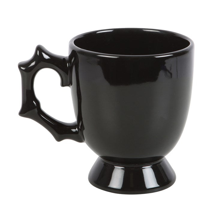 Tasse à thé gothique « Black Spider » – Anse épineuse 400 ml, tasse à thé élégante et sombre
