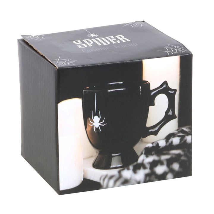 Tasse à thé gothique « Black Spider » – Anse épineuse 400 ml, tasse à thé élégante et sombre