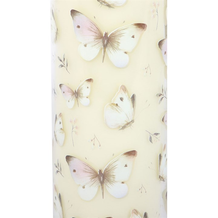 Bougie en tube à la vanille imprimé papillon blanc