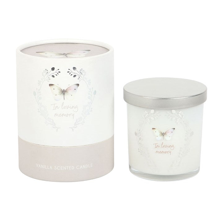 Bougie Vanille Papillon Blanc En Mémoire Affectueuse