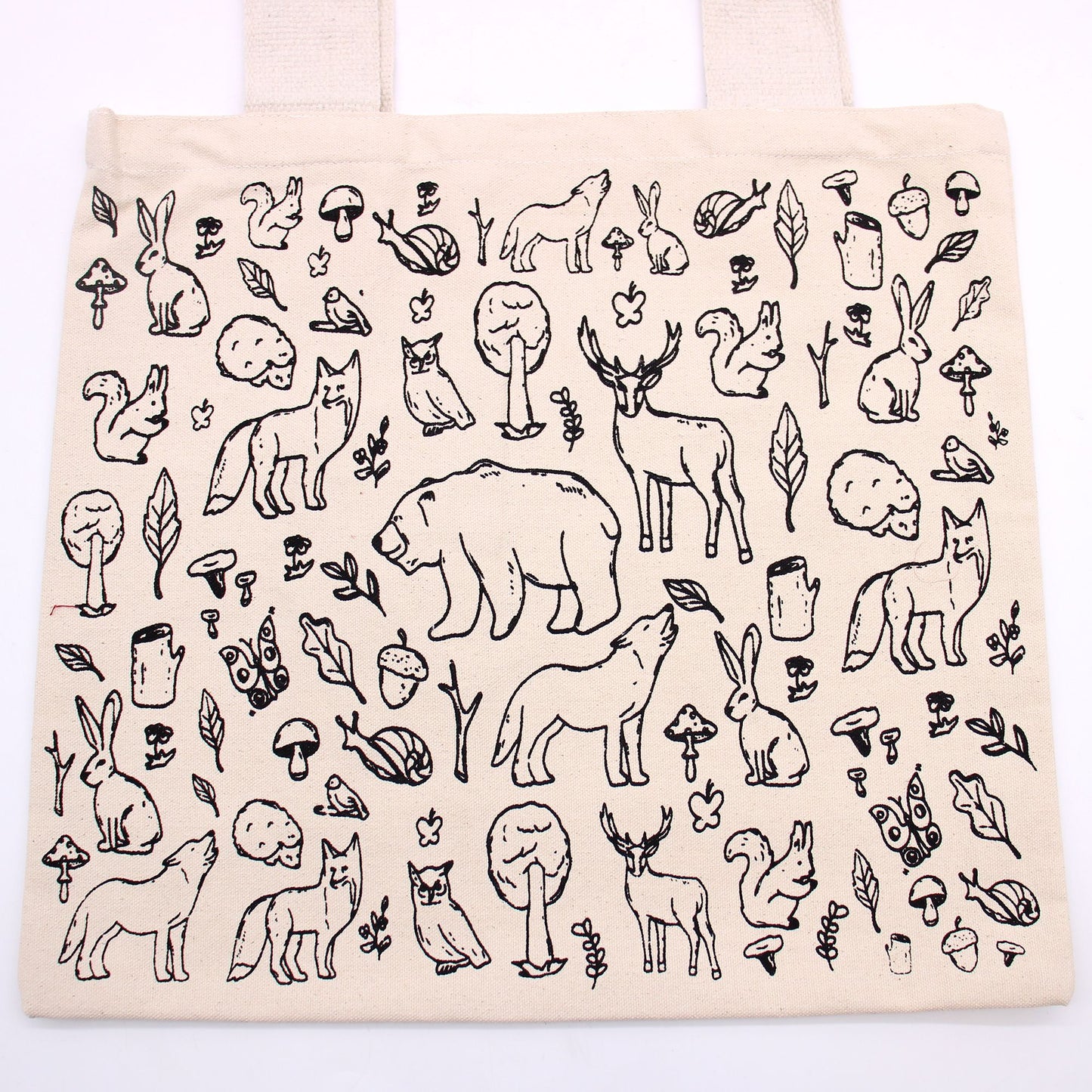🌿 Big Cotton Shopping Bag - 38x42cm - Forest Life - 10oz | Eco-Friendly Tote Bag
