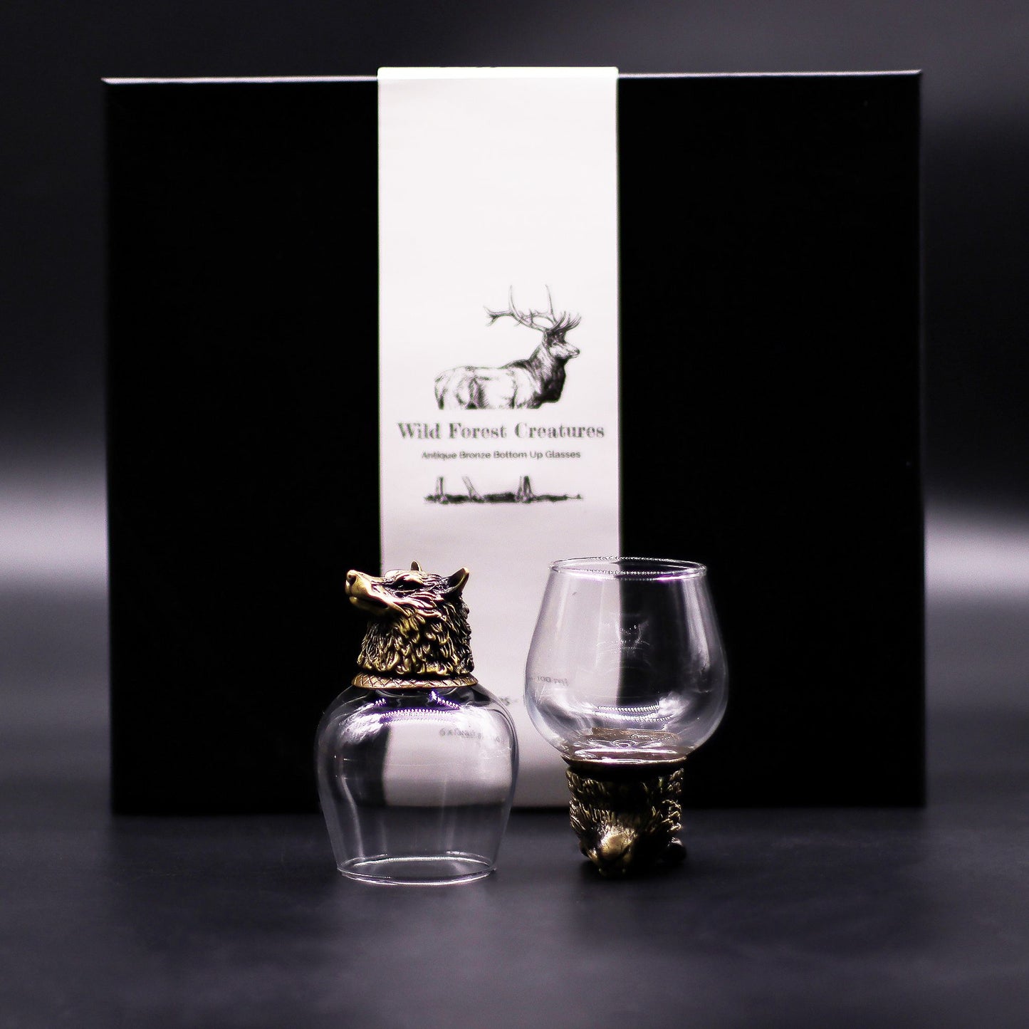 Coffret de 6 verres 100ml – Créatures de la forêt sauvage en bronze antique