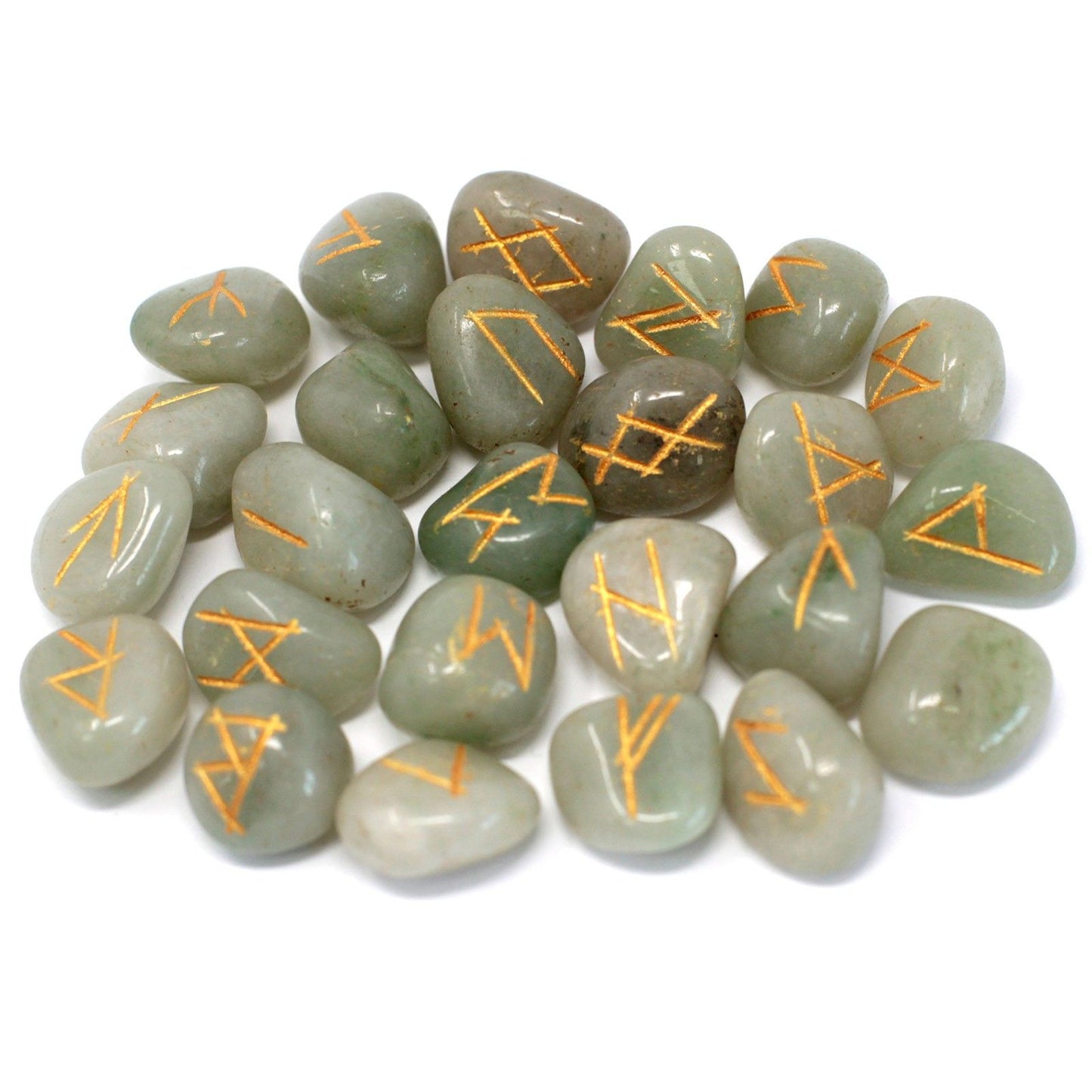 Green Aventurine Rune Stones in Pouch | Ancient Wisdom