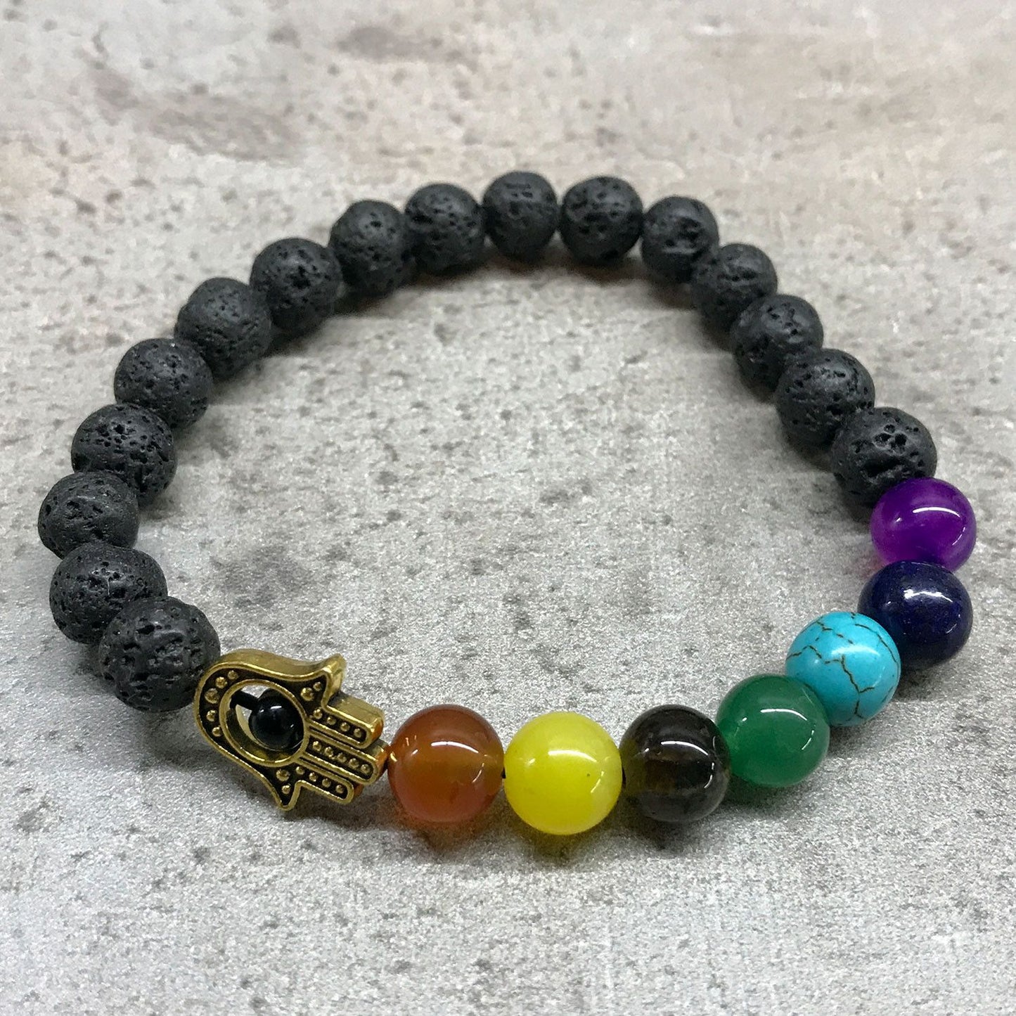 🧘‍♀️ Lava Stone Bracelet - Hamsa Chakra | Healing Energy & Aromatherapy Jewellery 🌈