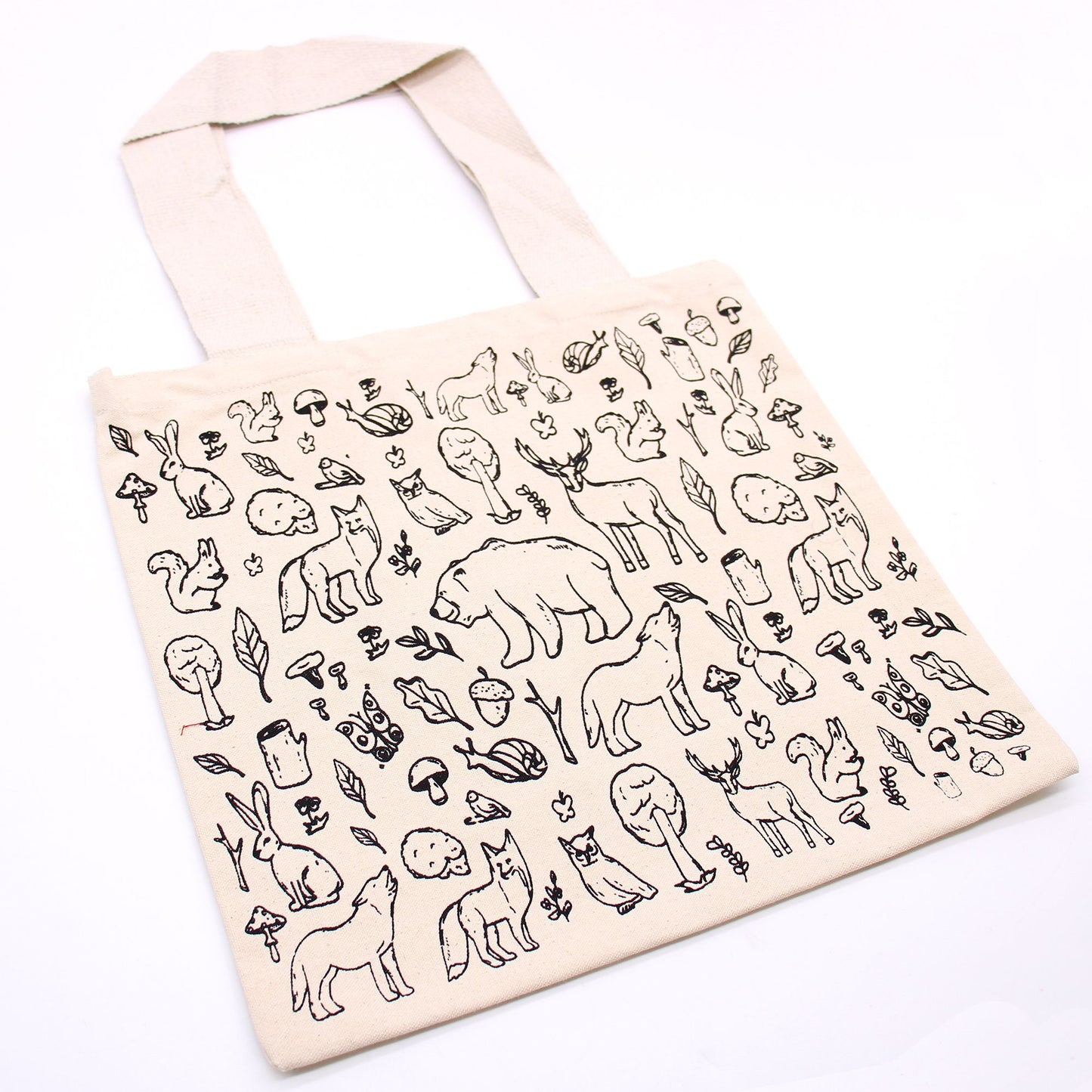 🌿 Big Cotton Shopping Bag - 38x42cm - Forest Life - 10oz | Eco-Friendly Tote Bag