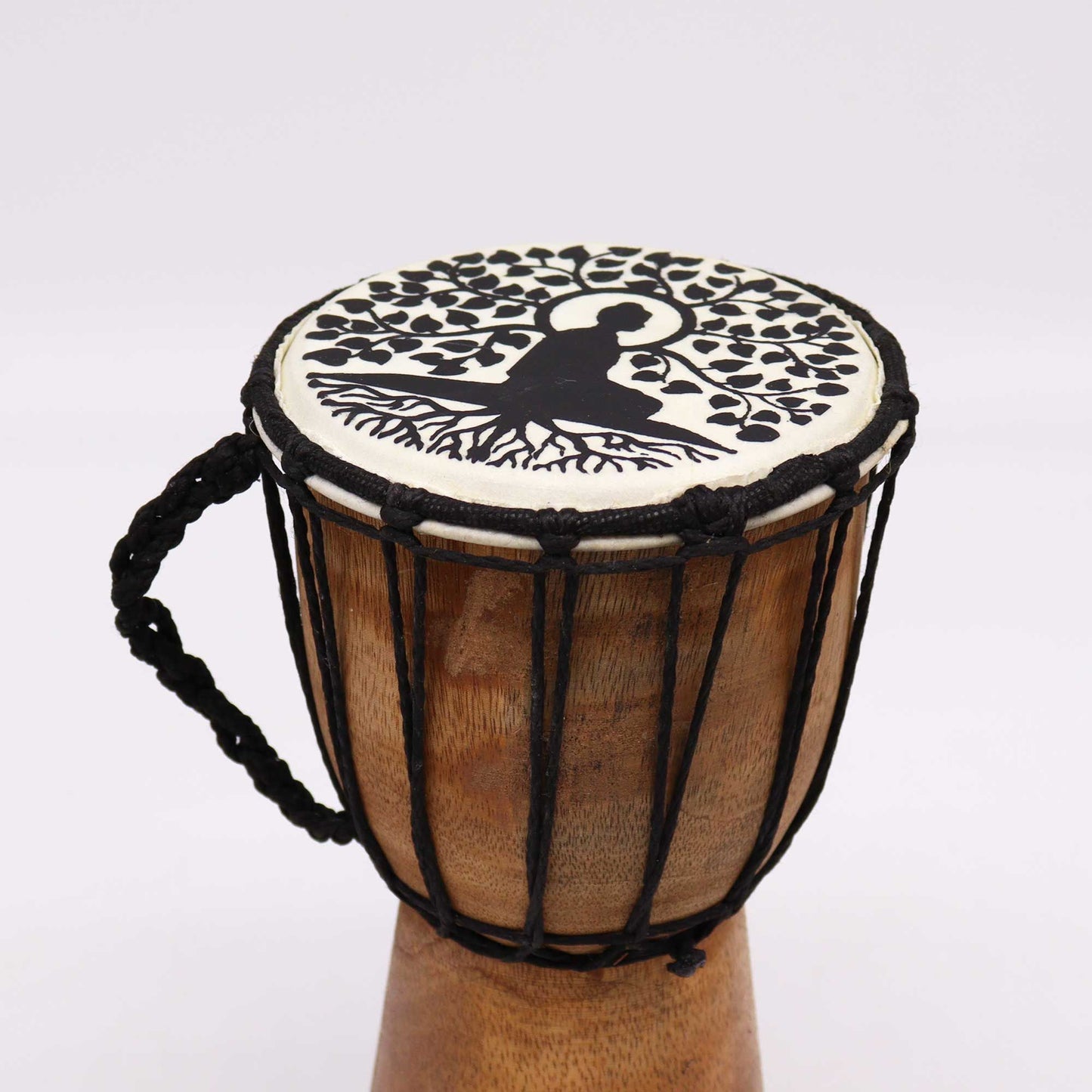 Wide Top Djembe Drum 25cm – Buddha Design Hand Drum (13cm Diameter)