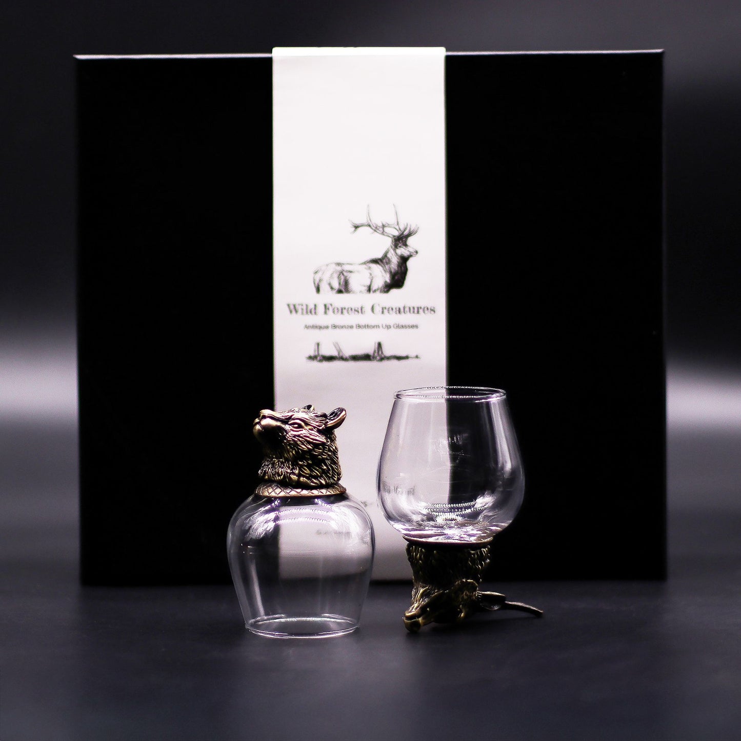 Coffret de 6 verres 100ml – Créatures de la forêt sauvage en bronze antique