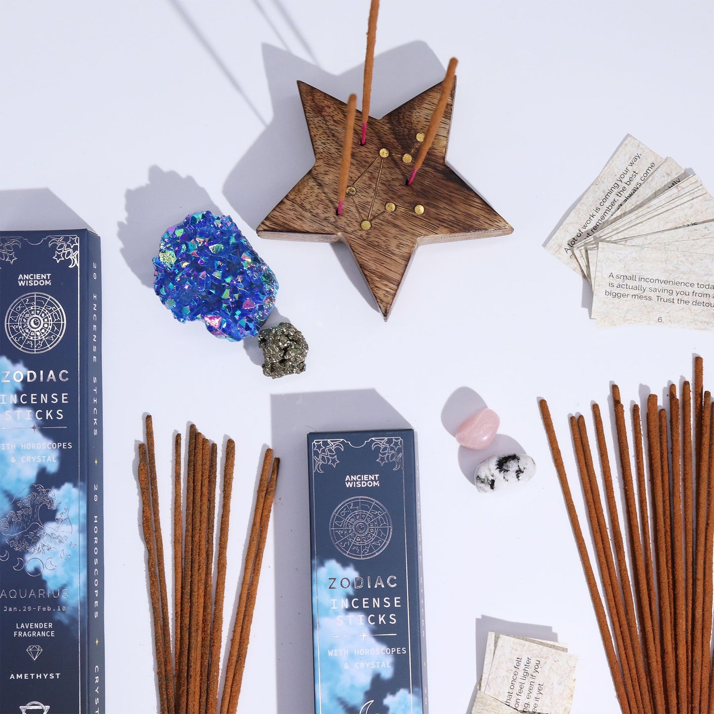 Aries Zodiac Incense Gift Set – Yagra Palo Santo, Red Jasper Stone & Burnable Daily Horoscopes ♈🔥✨