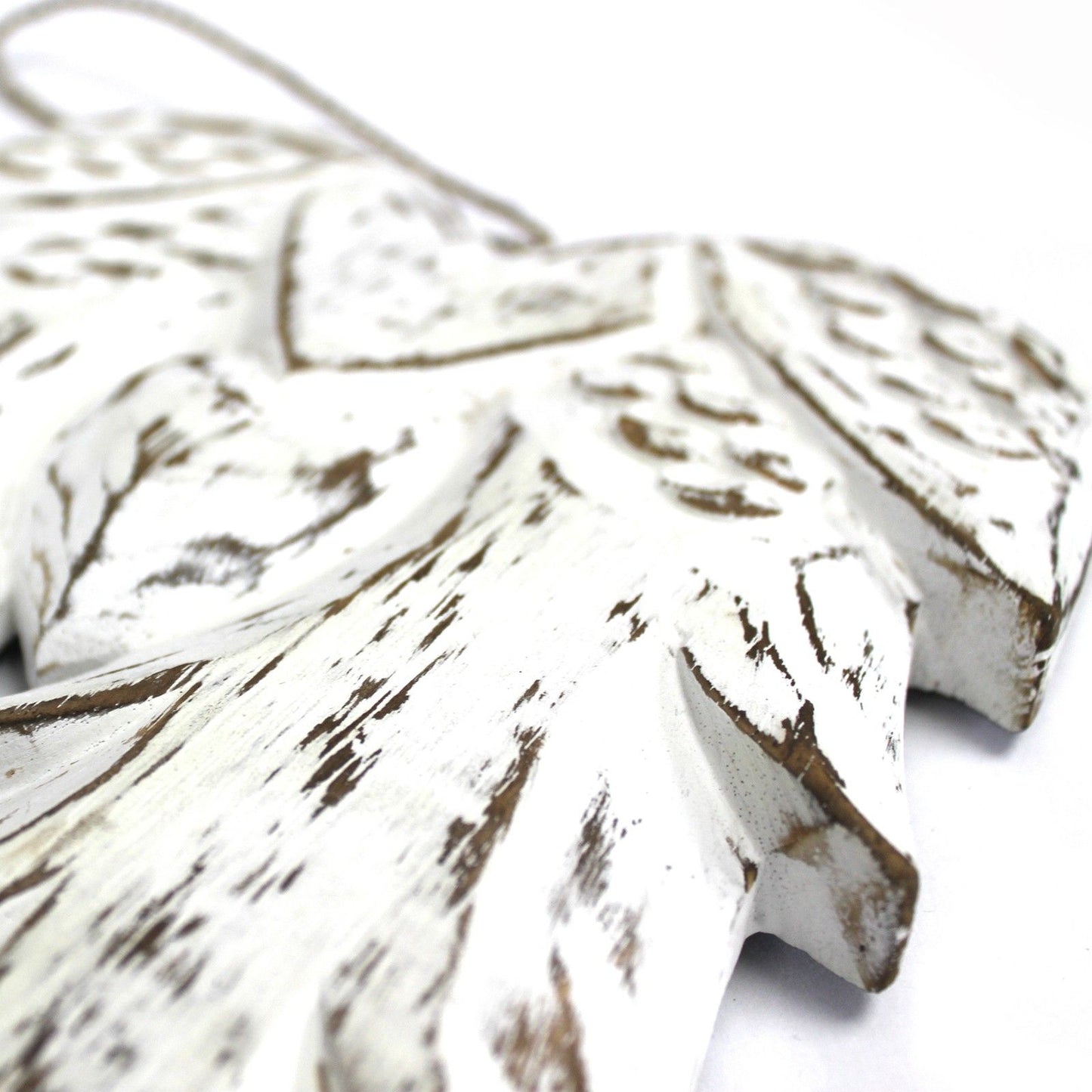 ✨ Hand Crafted Double Angel Wing – 31cm | Distressed White Wooden Wall Décor 👼🏻