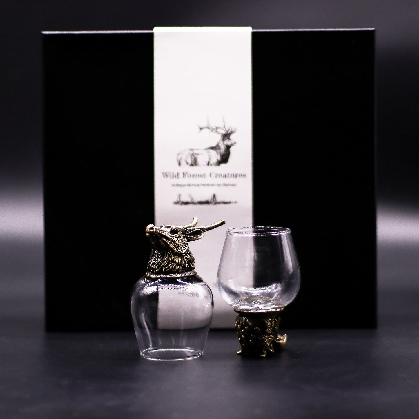 Coffret de 6 verres 100ml – Créatures de la forêt sauvage en bronze antique