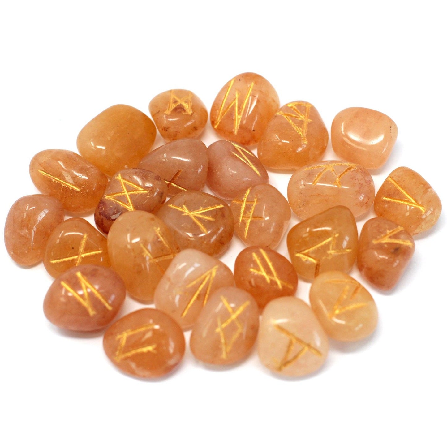 Piedras Rúnicas de Aventurina Amarilla en Bolsa (Juego de 25 piezas Futhark Antiguo) | Sabiduría Ancestral