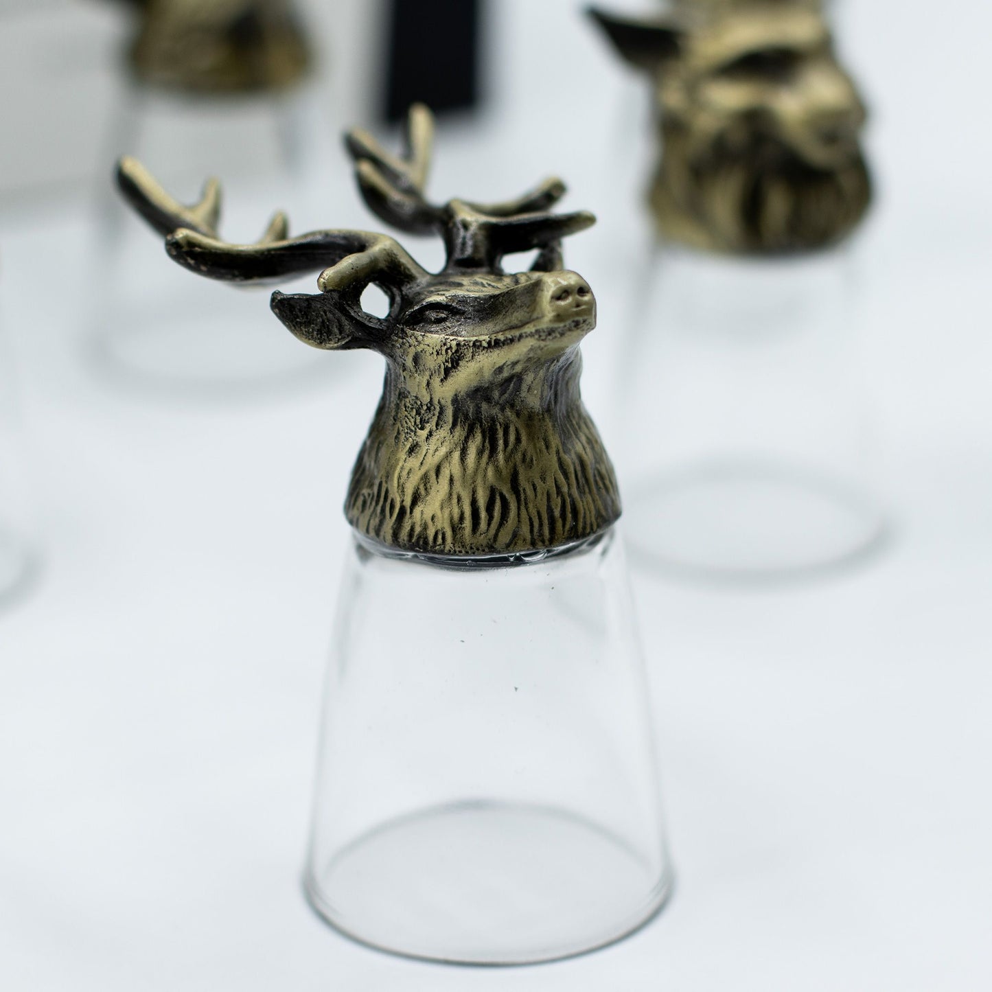 Gift Set of 12 Bottom Up Shot Glasses (25ml) – Forest & Mystical Creatures – Antique Bronze