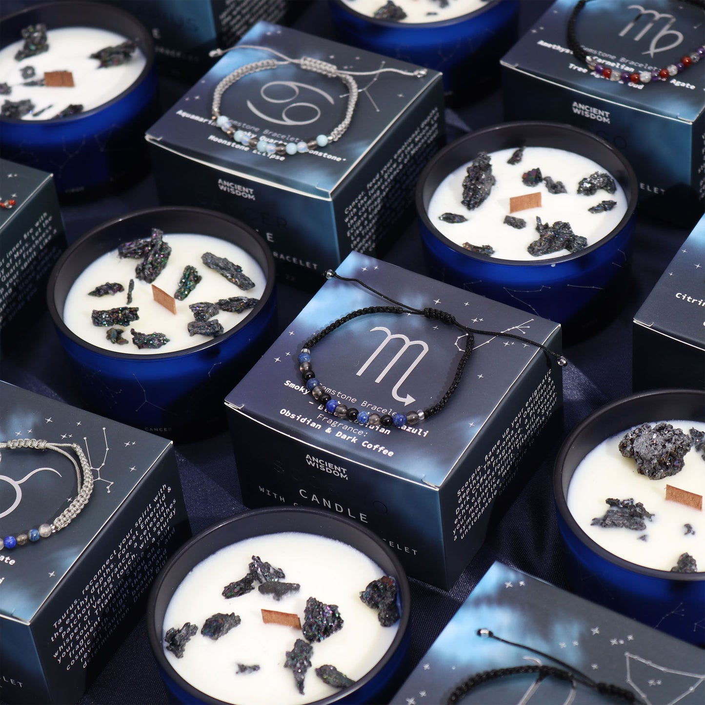 Scorpio Zodiac Crystal Candle & Gemstone Bracelet Set 🔥🦂✨