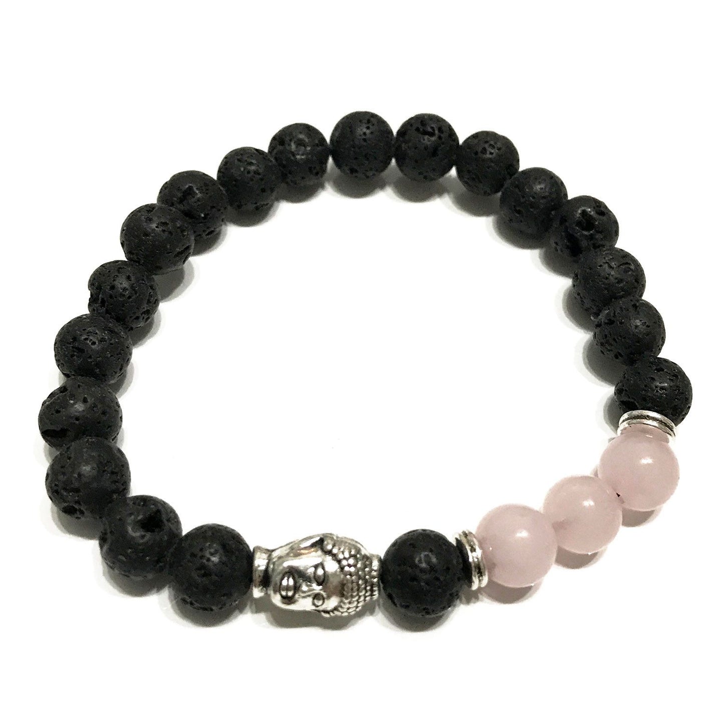🌸 Lava Stone Bracelet - Buddha Rose Quartz | Healing Energy & Aromatherapy Jewellery 🌸
