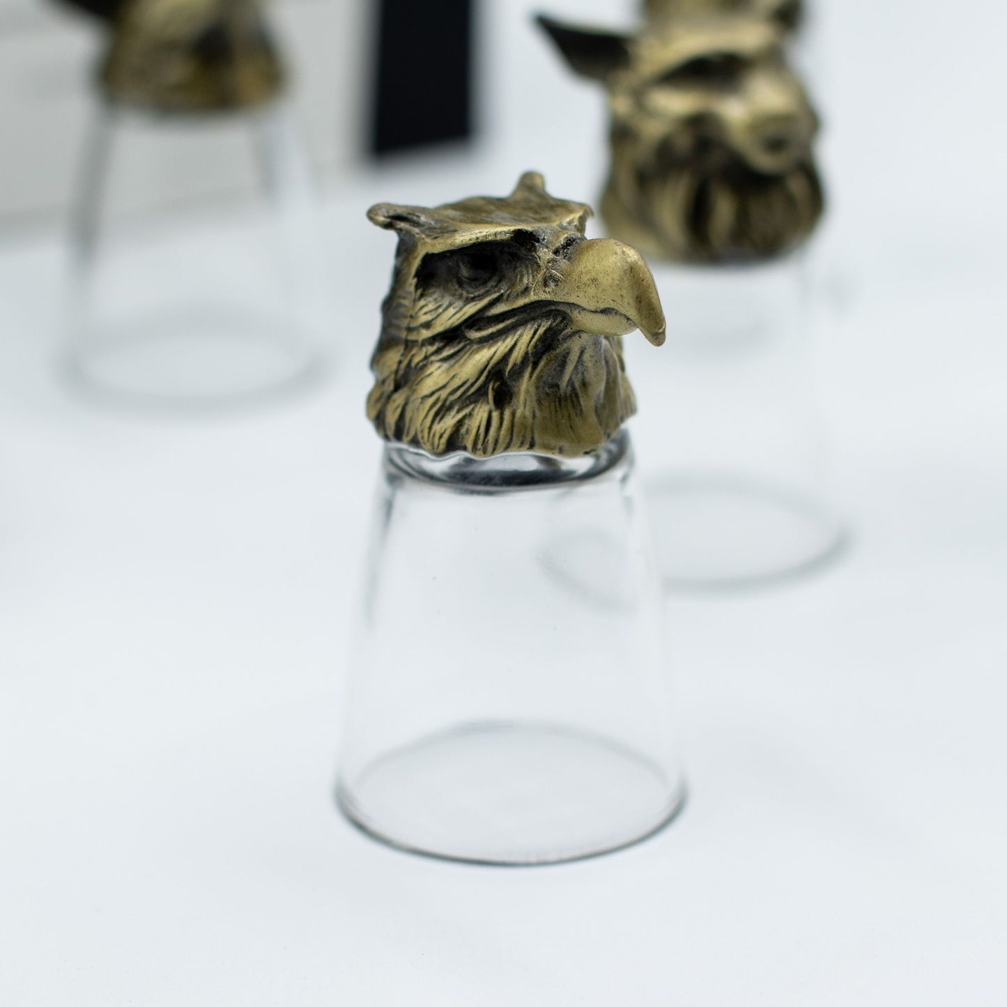 Gift Set of 12 Bottom Up Shot Glasses (25ml) – Forest & Mystical Creatures – Antique Bronze