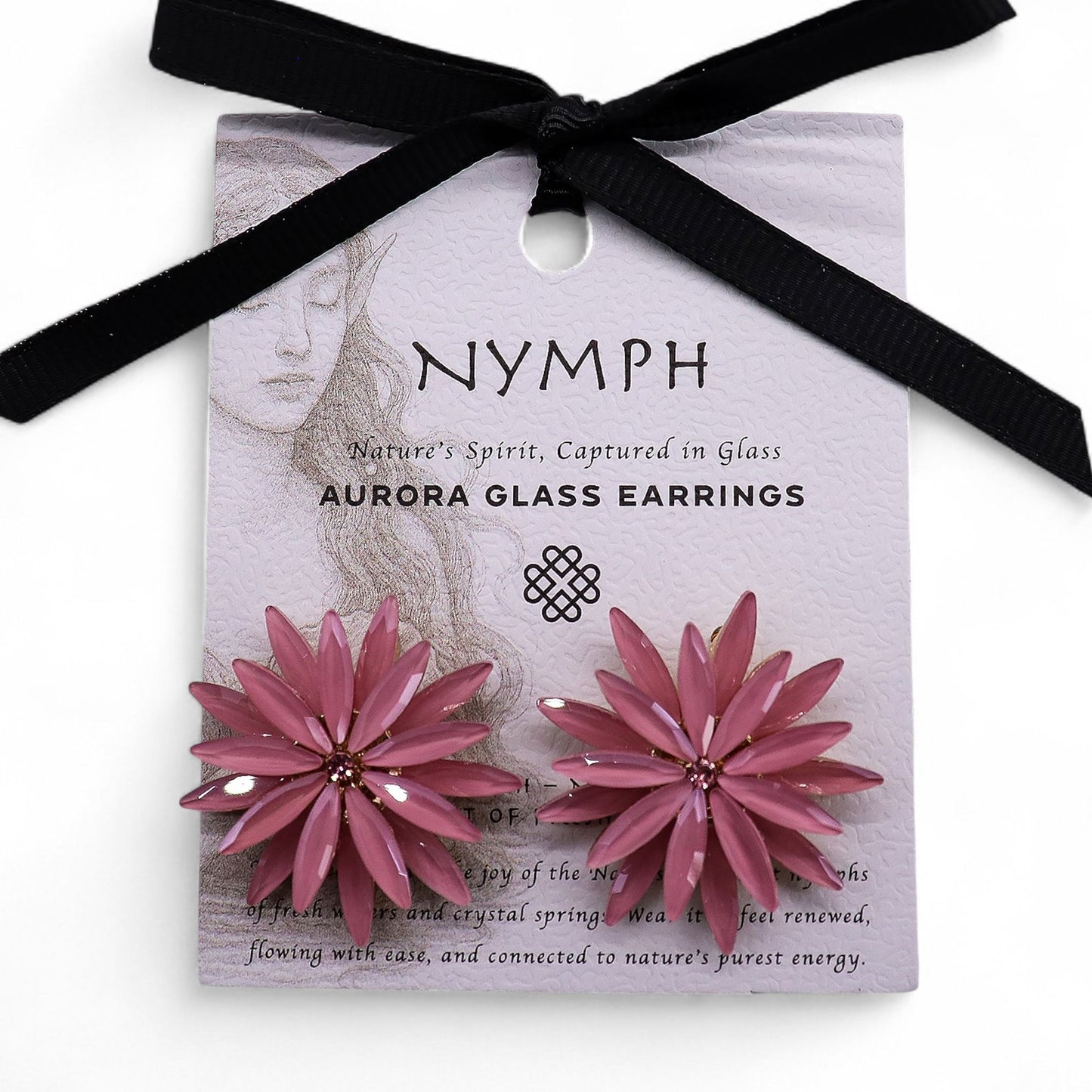 🌸 Soft Pink Vintage Glass Flower Earrings – Naiad Inspired Jewellery 🌊
