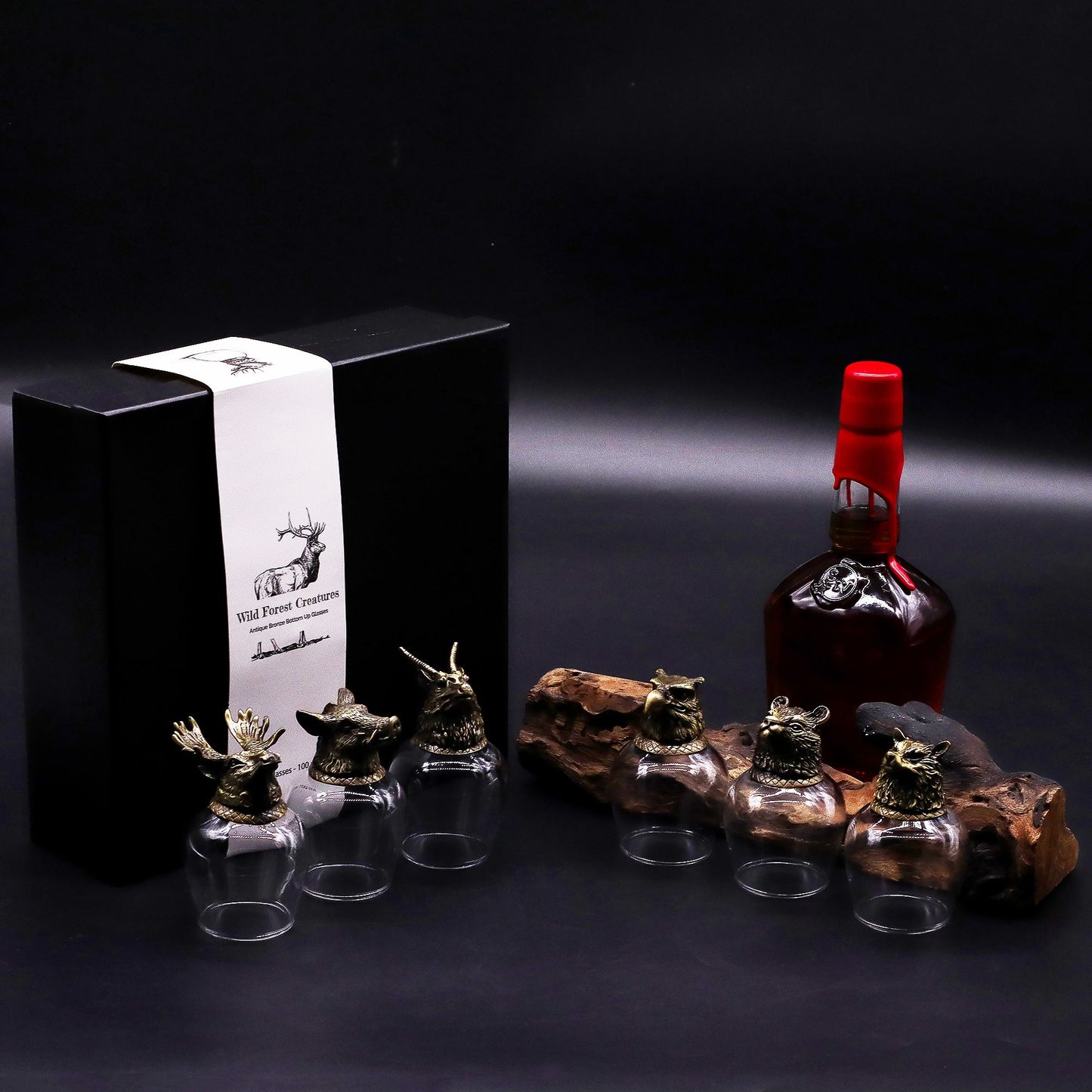 Coffret de 6 verres 100ml – Créatures de la forêt sauvage en bronze antique
