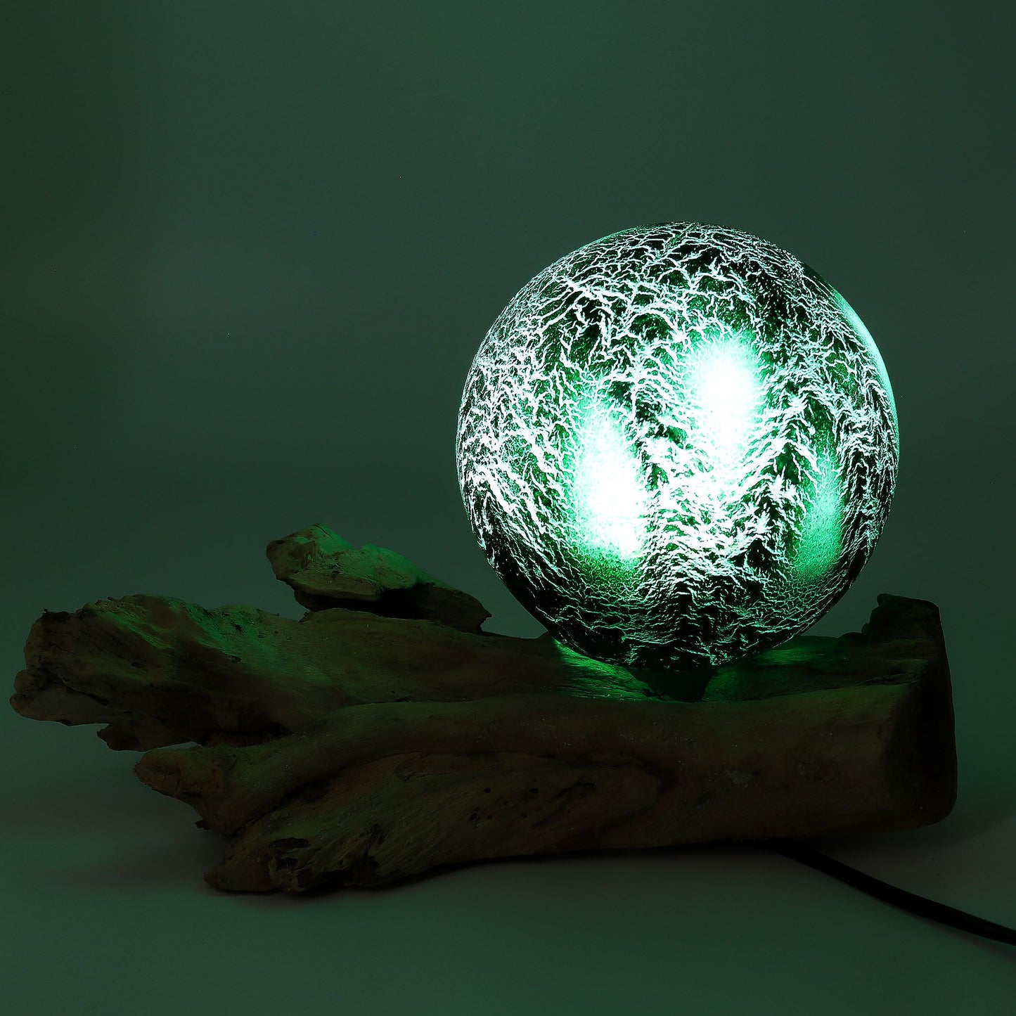 Emerald Crackle DriftGlow Lamp 🌿✨ – Handmade Indonesian Driftwood Ambient Light