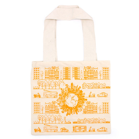 🛍️ Big Cotton Shopping Bag – City Life Design – 38x42cm – 10oz | Eco-Friendly Tote