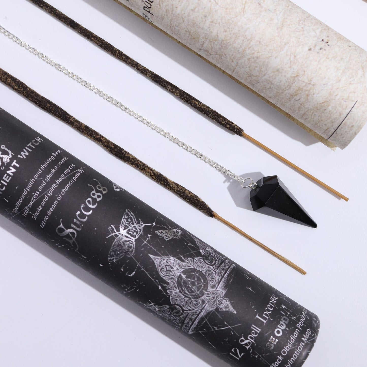 Ancient Witch Success Spell Incense with Black Obsidian Pendulum 🔮✨