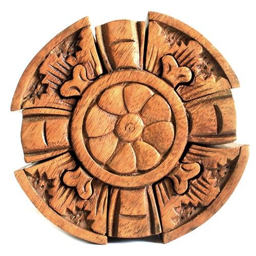 Bali Magic Round Petal Puzzle Box 🌺🔐 – Hand-Carved Sheesham Secret Gift Box from Bali