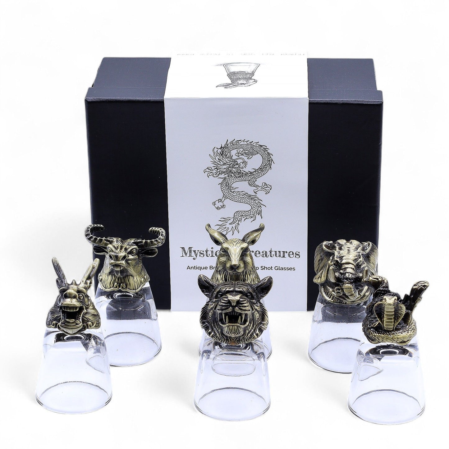 Mystical Animal Shot Glasses (50ml) – Antique Bronze-Style Collectors Barware Set (6 Designs)
