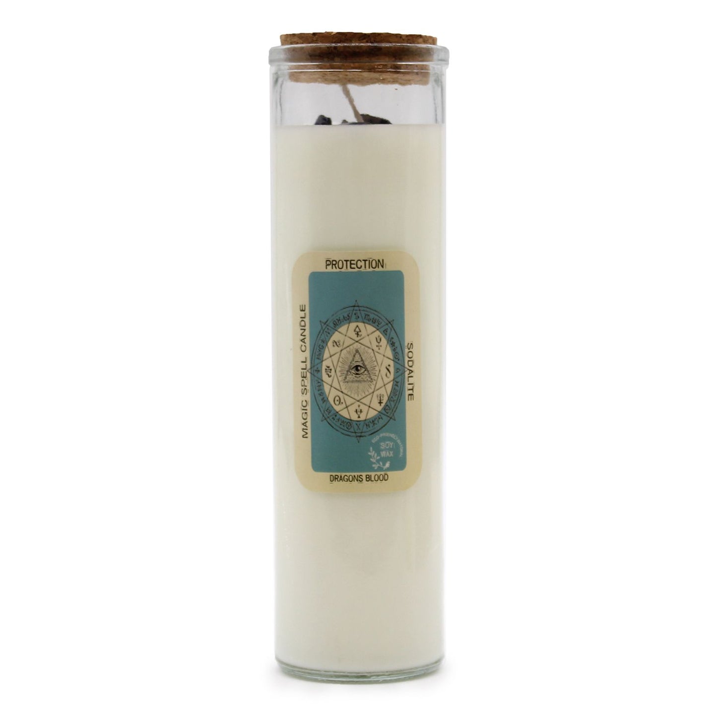 🕯️ Magic Spell Candle – Protection | Soy Wax Candle with Sodalite Gemstones & Dragon’s Blood Fragrance