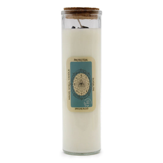 🕯️ Magic Spell Candle – Protection | Soy Wax Candle with Sodalite Gemstones & Dragon’s Blood Fragrance