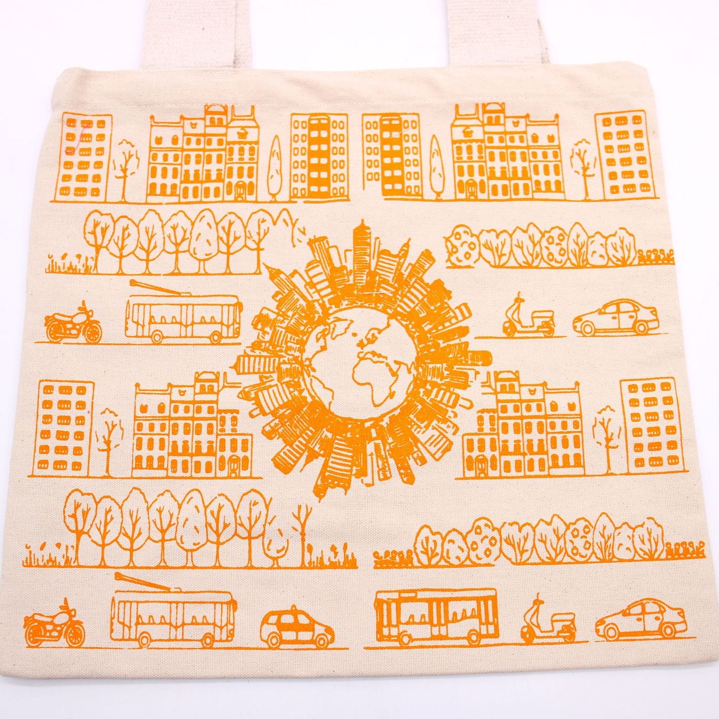 🛍️ Big Cotton Shopping Bag – City Life Design – 38x42cm – 10oz | Eco-Friendly Tote